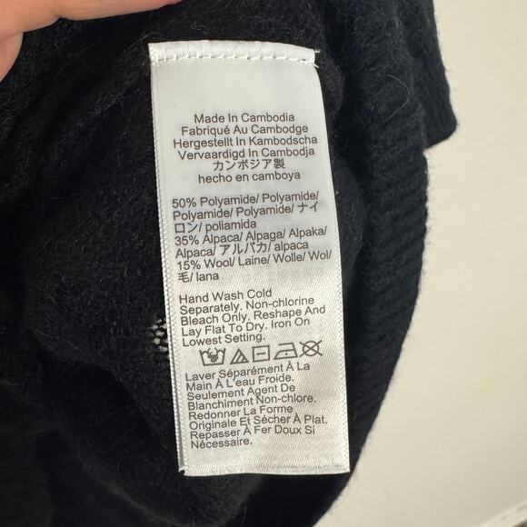 J.Crew Alpaca-Blend Oversized Sweater T-Shirt WMNS M Black Short Sleeve Crewneck - Picture 5 of 6